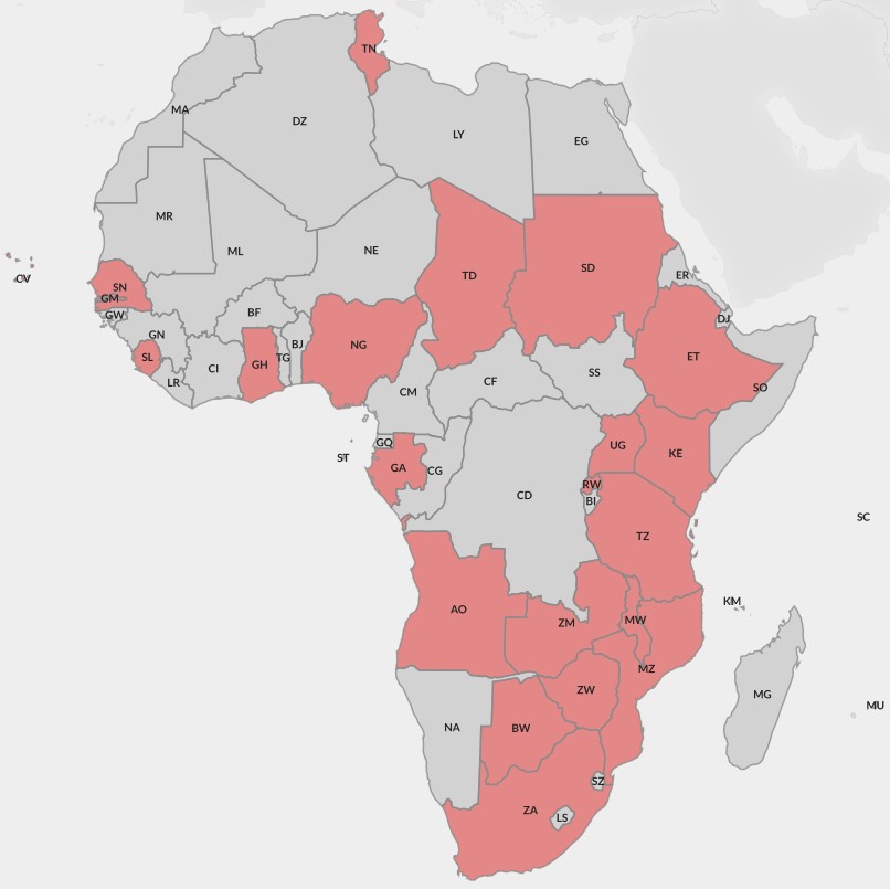 The countries with FIDO selected